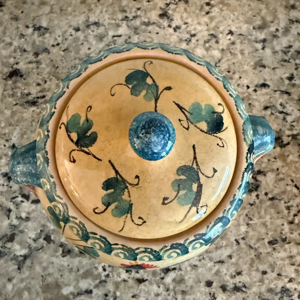 Williams Sonoma Ceramic Jar with Rooster Design Made in Italy (Medium)